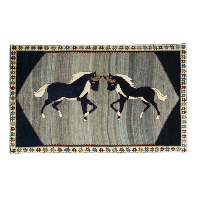Gabbeh Nomad Horse Design Rug For Sale