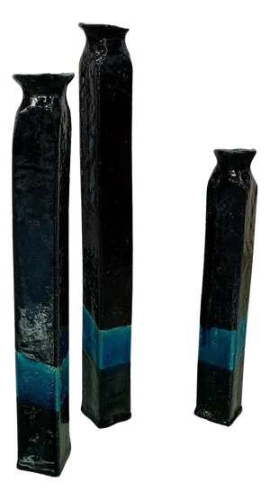 Raku Ceramic Vases, 1970s, Set of 3
