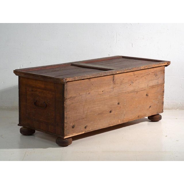 Antique Painted Dowry Chest in Pine, Central Europe, 1850 For Sale - Image 14 of 15