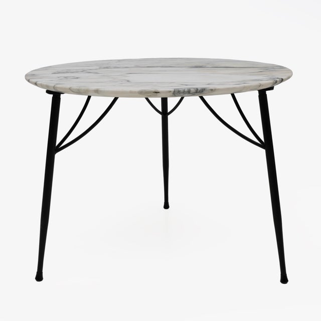 Mid-Century Modern Mid-Century Modern Italian Marble and Metal Round Coffee Table, 1960s For Sale - Image 3 of 7