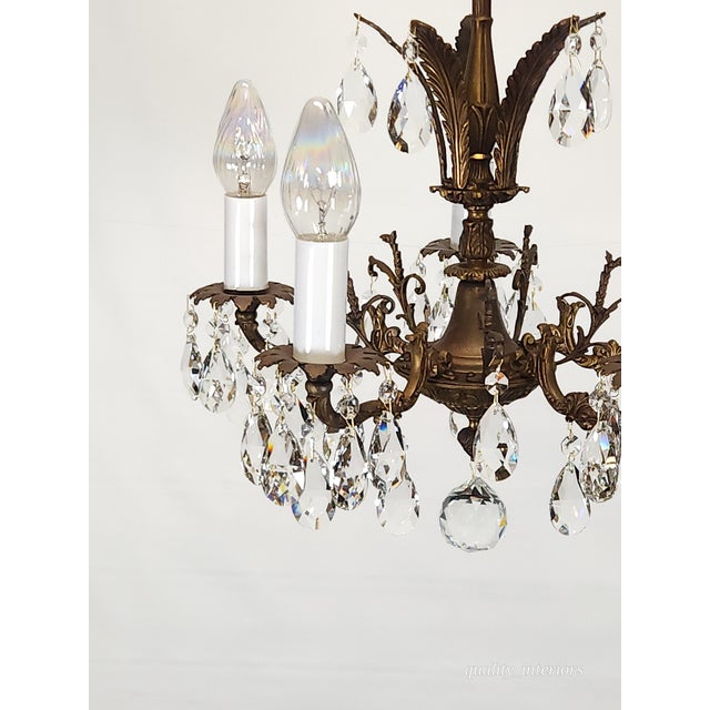 Vintage Overflowing Dark Patina Ornate Bronze Cut Lead Glass Crystal Chandelier For Sale - Image 17 of 17