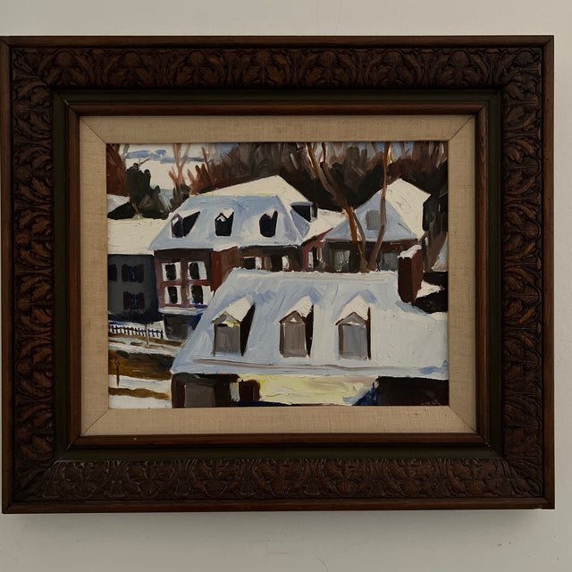 1990s Modern Winter Rooftop Cityscape Oil Painting by William Murray, Framed For Sale - Image 11 of 11