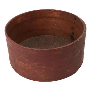 Antique American 2 Quart Size Steam Bent Oak Flour & Grain Measure With Excellent Original Red Paint