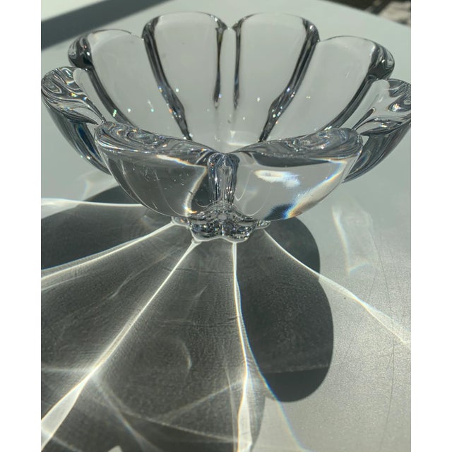 Brilliant Orrefors crystal petal bowl. A heavy five petal design.