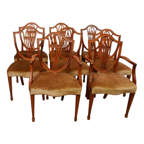 Hepplewhite Dining Chairs in Mahogany, Set of 8 For Sale