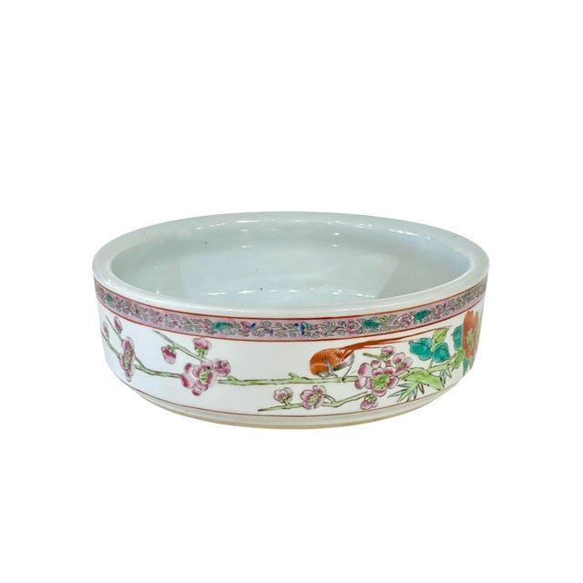 Rose Vintage Chinese Famille Rose Water Lilly Bowl or Dish Planter For Sale - Image 8 of 15