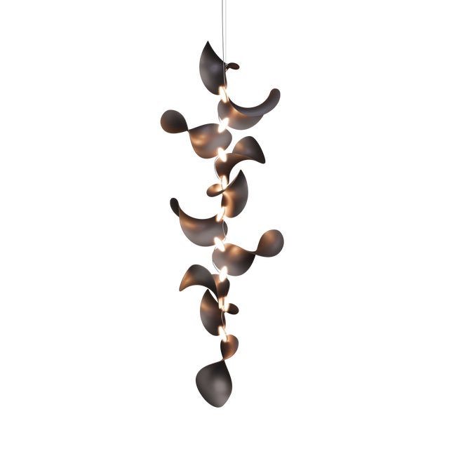 Brown Dune 10 Vertical Cluster Pendant Light with Shades in Dark Bronze Metallic Tone by Daniel Becker for Moss Objects For Sale - Image 8 of 8