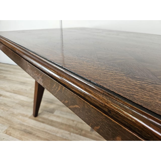 Wood Art Deco Style Geometric Oak Table with Side Extensions, 1950 For Sale - Image 7 of 18