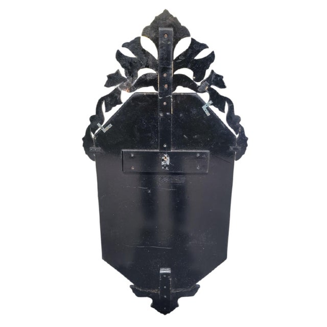 Hollywood Regency Venetian Hollywood Regency Etched Cut Glass Pagoda Style Narrow Wall Mirror For Sale - Image 3 of 10