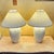 Pair of Vintage White Art Deco Ceramic Table Lamps With Pleated Shades – 27” For Sale - Image 9 of 18
