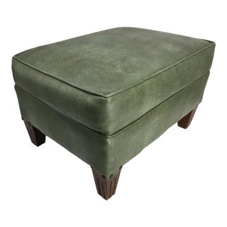 Mid Century Naugahyde Green Ottoman For Sale