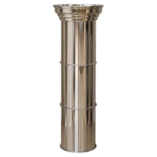 Metal RL 11 Cylindrical Pedestal in Polished Aluminum by Caspal For Sale - Image 7 of 7