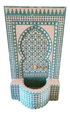 Aqua / White Moroccan Mosaic Fountain