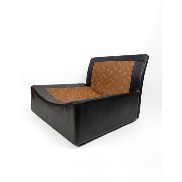 Italian Model Panarea Lounge Chair in Black Leather attributed to Lev & Lev, 1970s For Sale - Image 9 of 18