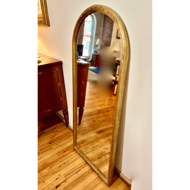 Italian Italian Carved Wood/Gold Finish Arched Full Length Mirror For Sale - Image 3 of 4