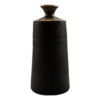 Matte Black Shigaraki Bottle Vase, 1980s For Sale