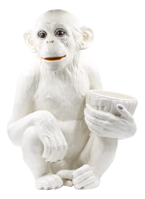 Large Hollywood Regency Monkey Sculpture / Cachepot in Majolica, Italy, 1960s