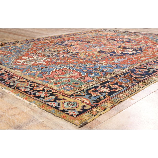 Red Late 19th Century Persian Heriz Rug, 08'07 X 11'00. For Sale - Image 8 of 10
