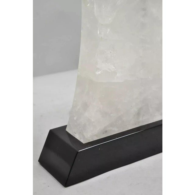 Wood Modern Rock Crystal Quartz Large Concave Hourglass Table Lamps - a Pair For Sale - Image 7 of 12