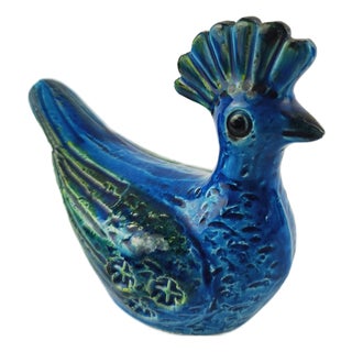 Mid-Century Rimini Blue Bird Sculpture attributed to Aldo Londi for Bitossi, Italy, 1960s For Sale