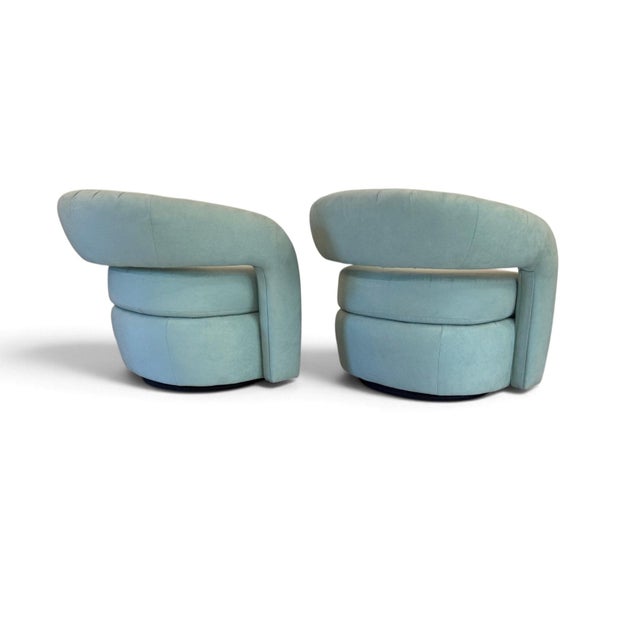 Signed Weiman Targa Swivel Chairs, a Pair For Sale - Image 11 of 17