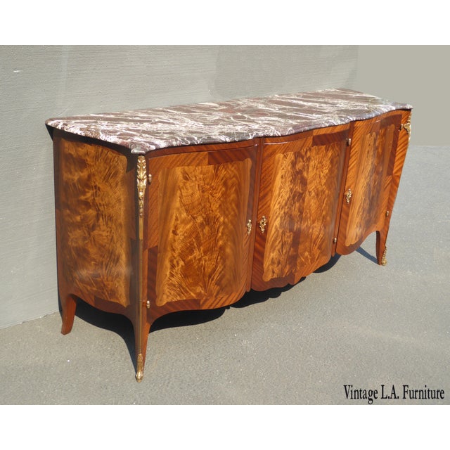 Vintage Buffet Sideboard by Harrods French Rococo Louis XVI Marble Top