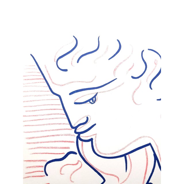 1950s Young Girl in Blue Lithograph by Jean Cocteau, 1958 For Sale - Image 5 of 7