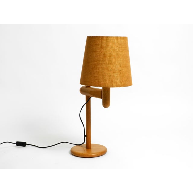 1960s Oak Table Lamp with Height-Adjustable Shade from Temde, 1960s For Sale - Image 5 of 18