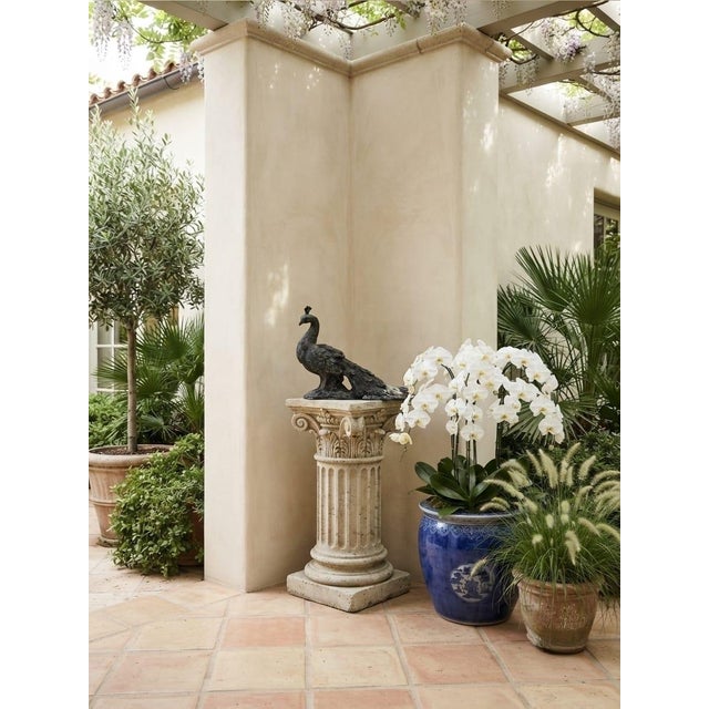 Vintage Cast Iron Peacock Statue - Weathered Architectural Garden Sculpture For Sale - Image 9 of 12