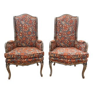 Mid 19th Century Pair of French Provincial Wingback Chairs For Sale