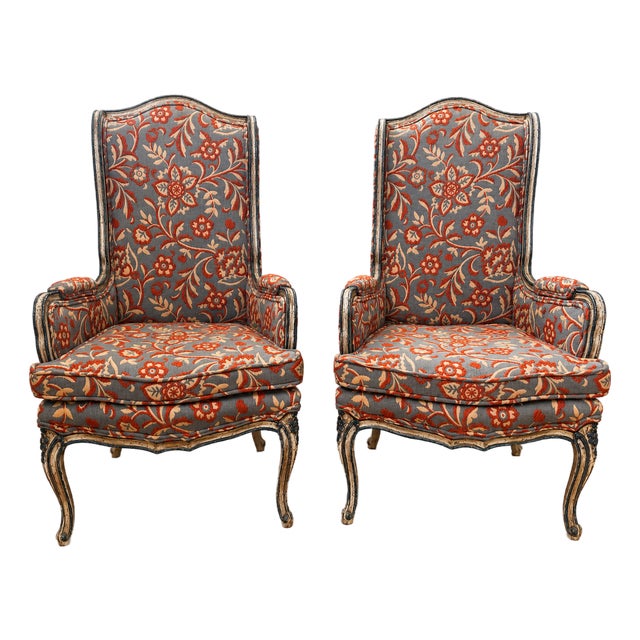 Mid 19th Century Pair of French Provincial Wingback Chairs For Sale