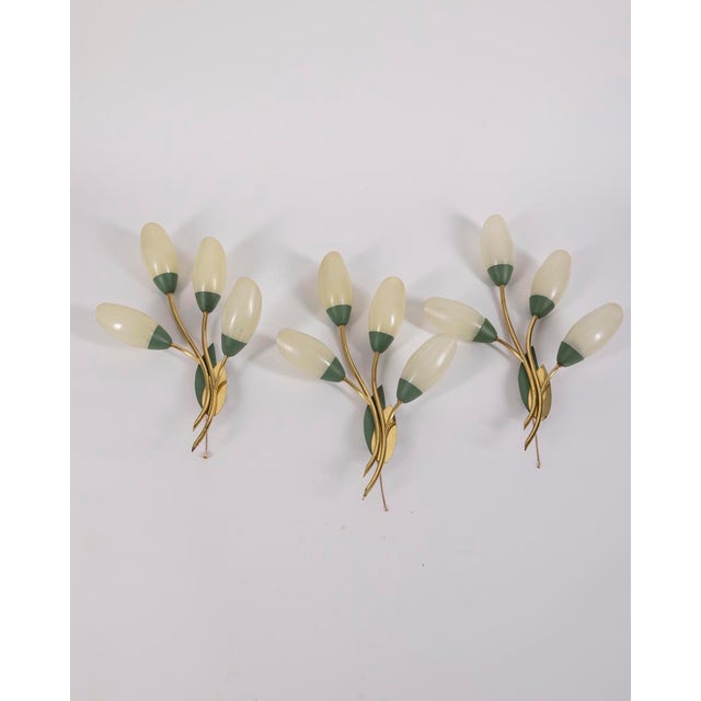 Vintage Italian Floral Style Wall Lamps, 1950s, Set of 3 For Sale - Image 15 of 15