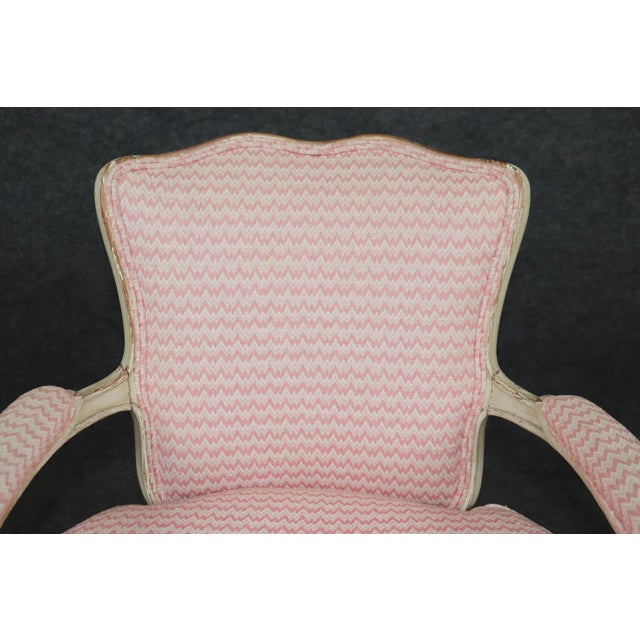 French Creme Painted Heavily Distressed Finished Walnut Louis XV Armchair For Sale - Image 10 of 10