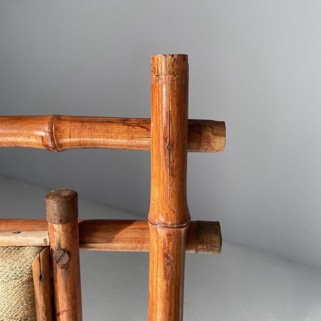 Italian Art Deco Chairs in Fabric and Bamboo, 1930s, Set of 2 For Sale - Image 6 of 17