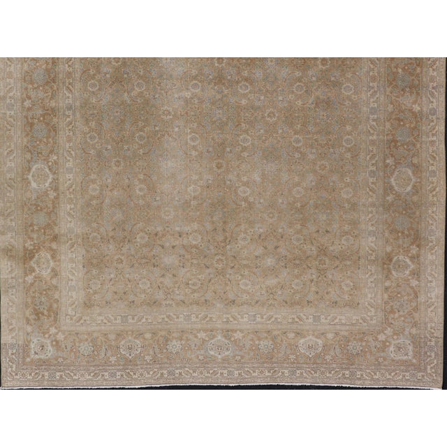 Antique Persian Tabriz Rug in Wool With All-Over Floral Design in Earth Colors 8'0 X 10'9 For Sale - Image 4 of 13
