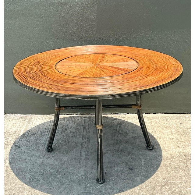 Vintage Pencil Reed and Metal Dining Table For Sale - Image 15 of 15