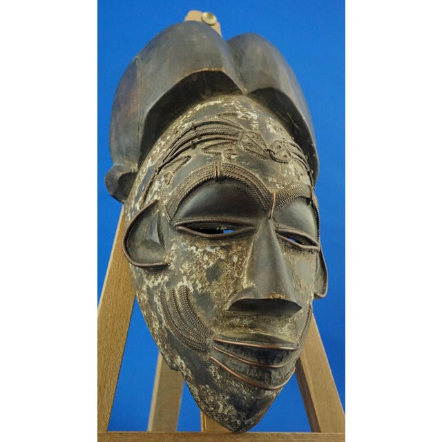 Antique African Ethnic Tribal Mask in Wenge Wood and Copper, 1890s For Sale - Image 5 of 18