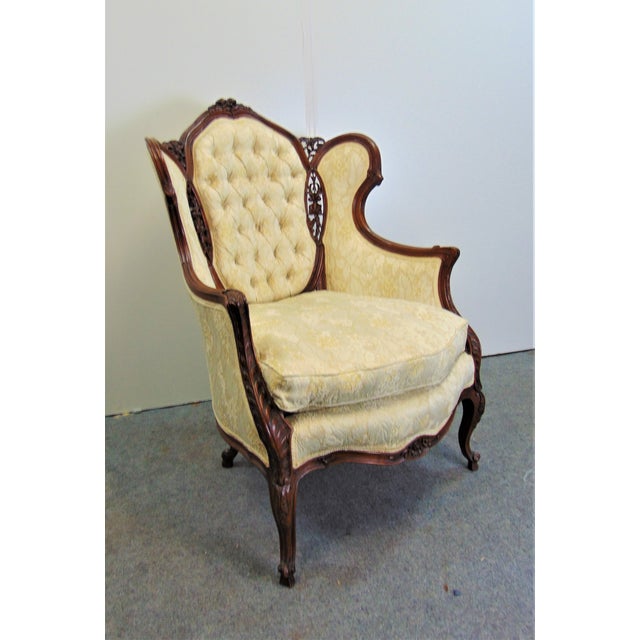 19th C French Louis XV Carved Walnut Wing Chair Chairish