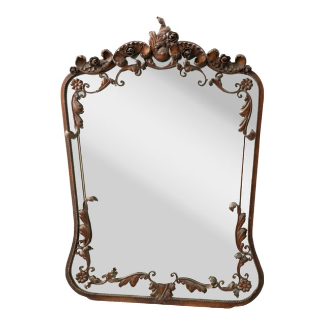 Italian Wrougt Iron Neo Baroque Mirror Italy Mid 20th Century For Sale