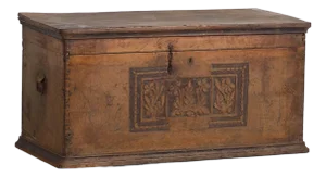 Antique Chest with Engraved Floral Motifs, 1920s