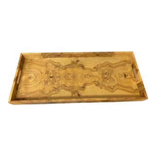Vintage Mid-Century Modern Large Olive Burl Tray For Sale