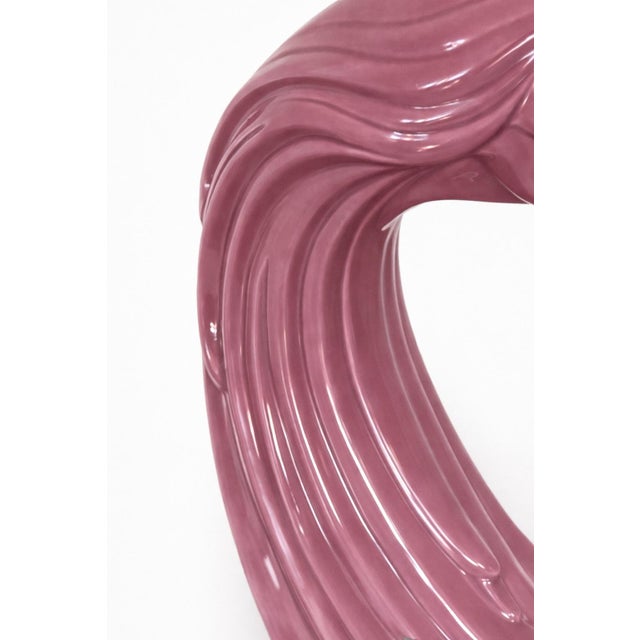 1980s Vintage Pink Ceramic Woman Bust Sculpture – Art Nouveau Style Flowing Hair Figure – Modern Feminine Decor For Sale - Image 5 of 6