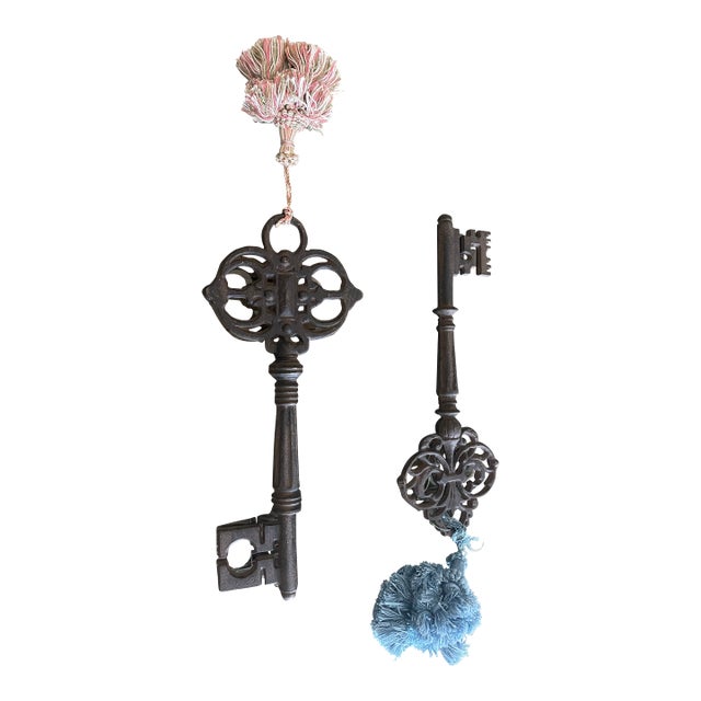 1960s Baroque Revival Iron Keys With Tassels - a Pair For Sale