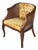 Mid 20th Century French Walnut Caned Tufted Velvet Barrel Back Bergere Club Lounge Armchair For Sale