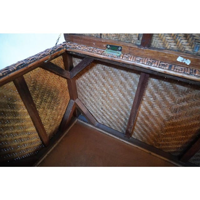 1990s Large Herringbone Woven Rattan Chest For Sale - Image 10 of 13