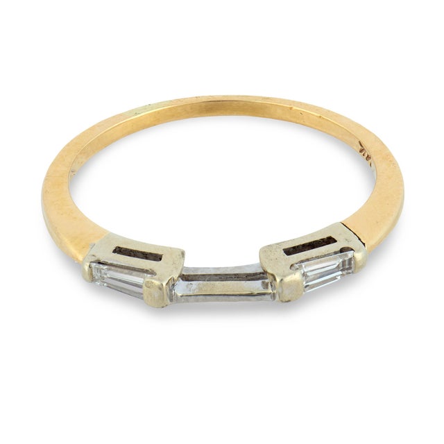 Contemporary Vintage Diamond 14k Gold Band Ring Jacket, Size 7 For Sale - Image 3 of 6