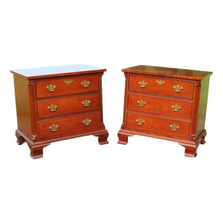 Baker Furniture Chippendale Mahogany Nightstands—A Pair For Sale