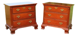 Baker Furniture Chippendale Mahogany Nightstands—A Pair
