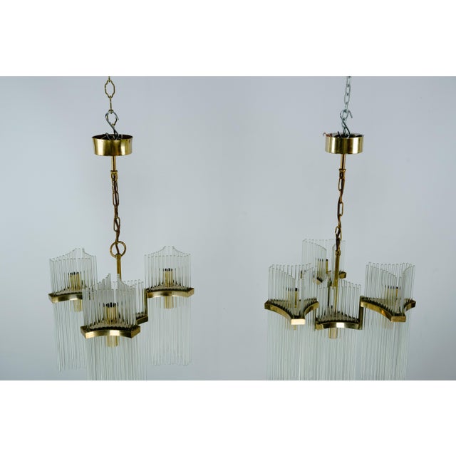 Gaetano Sciolari Brass and Glass Chandeliers by Gaetano Sciolari, Italy, 1970s, Set of 2 For Sale - Image 4 of 18