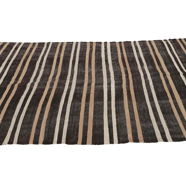 Mid 20th Century Vintage Striped Turkish Kilim Rug For Sale - Image 4 of 7